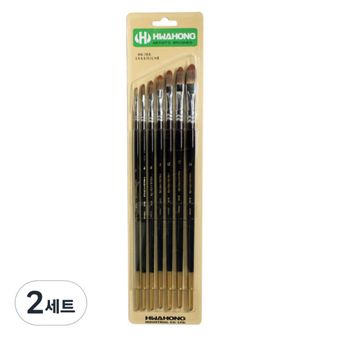 화홍산업 848 유화 아크릴 겸용붓 세트 7종, 2호, 4호, 6호, 8호, 10호, 12호, 14호, 2세트