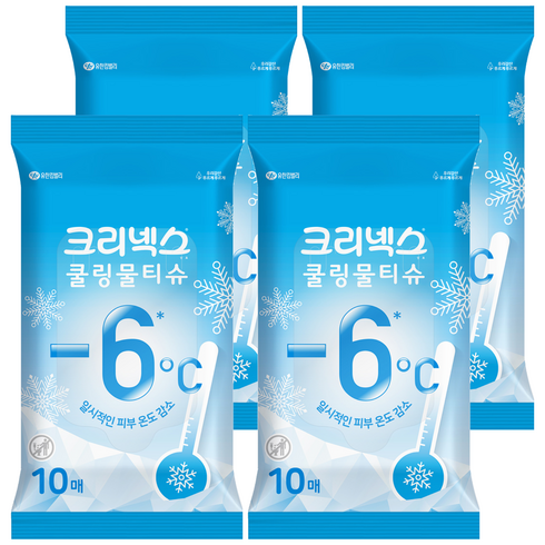 크리넥스 쿨링 물티슈 휴대형, 45g, 10매, 4개