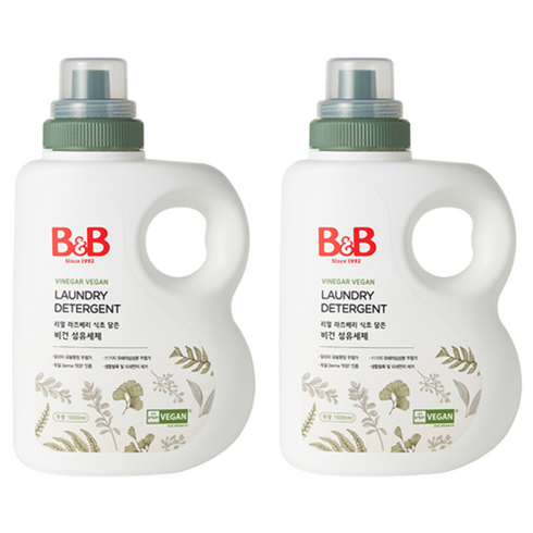 비앤비 비건 섬유 유아 세제, 1.5L, 2개