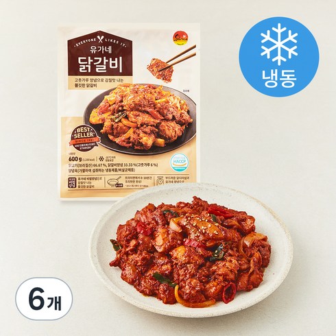 유가네 닭갈비 (냉동), 6개, 600g