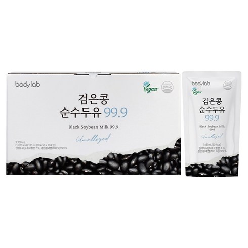 바디랩 검은콩 순수 두유 99.9, 185ml, 20개