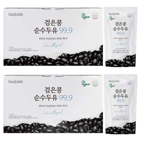 바디랩 검은콩 순수 두유 99.9, 185ml, 40개
