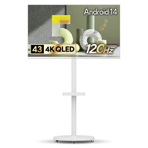 더함 CHIQ 4K UHD QLED DLG 120Hz 돌비 AI 스마트 구글5.0 TV +이동식 스탠드 세트, 109cm(43인치), MS22-241L-W, 이동형 스탠드, 고객직접설치