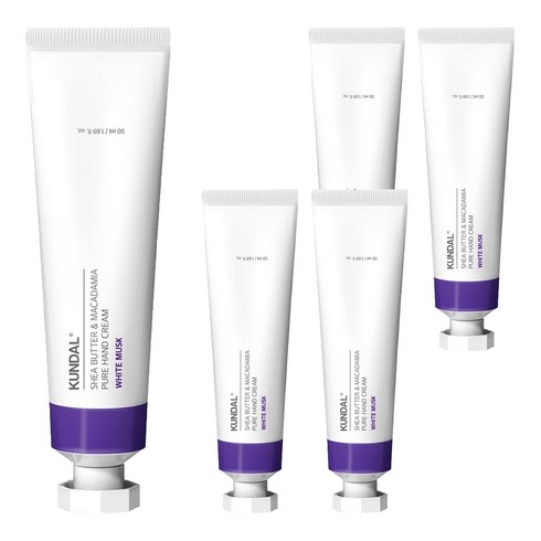 쿤달 시어버터 앤 마카다미아 퓨어 핸드크림 화이트머스크향, 50ml, 5개