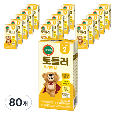 베지밀 유아용 뉴 토들러 프리미엄2 미드 두유, 190ml, 80개
