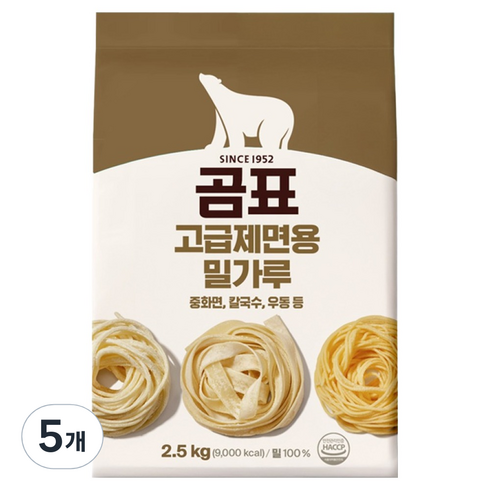 곰표 고급제면용 밀가루, 2.5kg, 5개