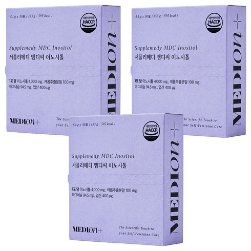 메디온 정품 서플리케어 엠디씨 이노시톨 4000mg 엽산 비타민B, 30회분, 5.1g, 3개