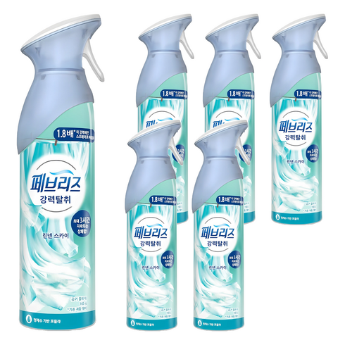 페브리즈 에어 린넨 앤 스카이 실내 탈취제 본품, 165g, 6개