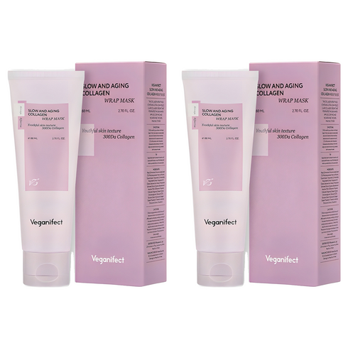비건이펙트 슬로우 앤 에이징 저분자 콜라겐 물광 랩마스크 80ml, 1개입, 2개