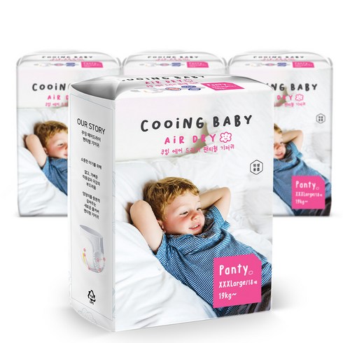 Cooing 에어드라이 팬티형 기저귀 어린이용, 점보형 이상(3XL), 72매