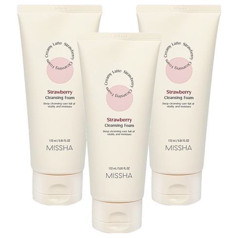 미샤 크리미 라떼 클렌징 폼 딸기, 172ml, 3개