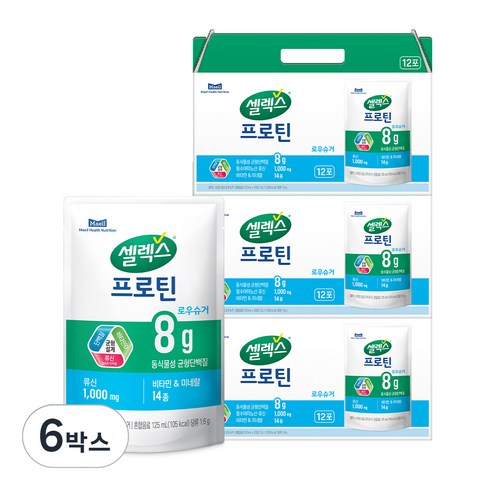 셀렉스 프로틴 파우치 음료 로우슈거 12p, 1.5L, 72개