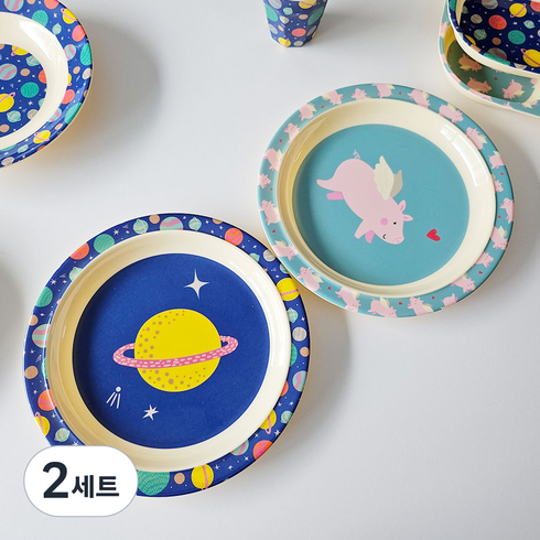 라이스 유아용 깊은접시 22cm x 2종 세트, 피그, 행성, 2세트