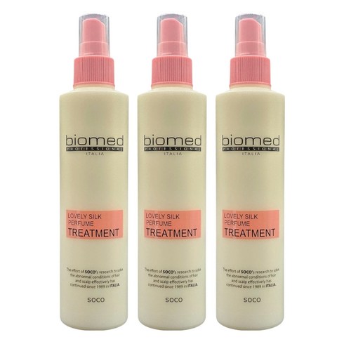 바이오메드 러블리 실크 퍼퓸 트리트먼트 뿌리는 노워시 헤어 미스트, 250ml, 3개