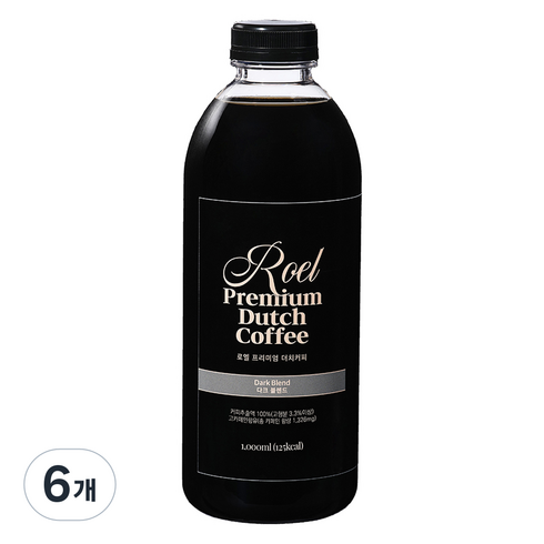 로엘 더치커피 콜드브루 원액 다크 블렌드, 1L, 1개입, 6개