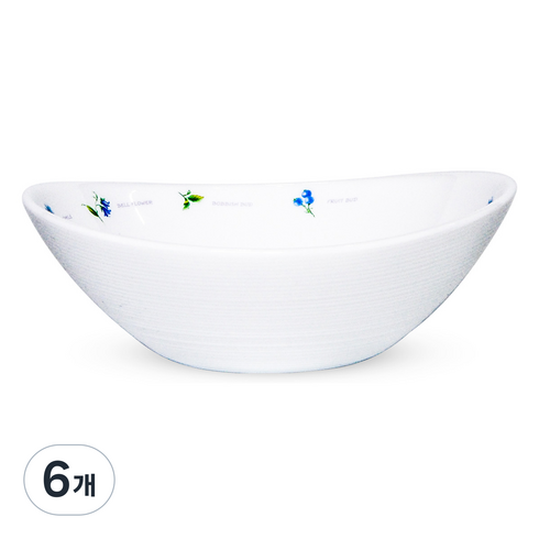 바칠레 유로피안 카모마일 타원 시리얼볼, 화이트, 6개