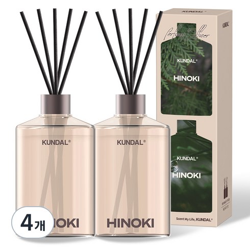 쿤달 시그니처 퍼퓸 디퓨저 세트, 히노키, 500ml, 4개