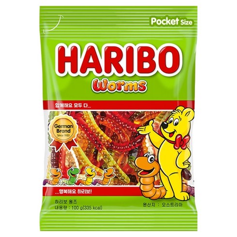 하리보 웜즈 젤리, 100g, 1개