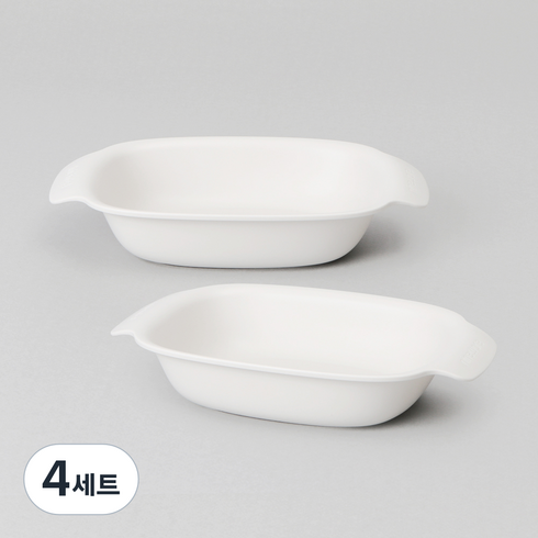 나인웨어 국산 프렌즈 사각 파스타 볼 2P, 아이보리, 4세트