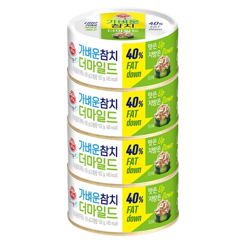 오뚜기 가벼운 참치 더마일드, 135g, 4개