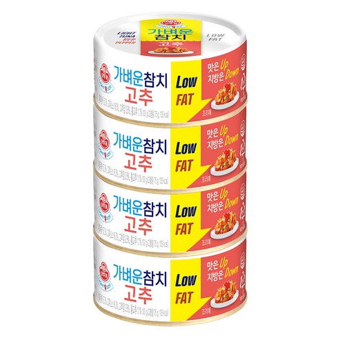 오뚜기 가벼운 참치 고추, 100g, 4개
