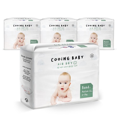 Cooing 에어드라이 풀커버 밴드형 기저귀 유아용, 중형(M), 120매