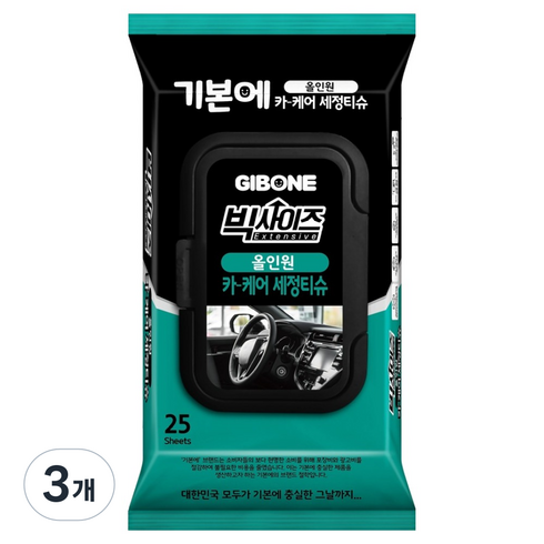 기본에 빅사이즈 올인원 카 케어 세정티슈, 25개, 3개