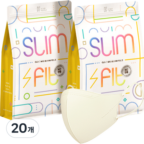 CLA 슬림핏 라이트패키지 컬러 새부리형 마스크 유아용 초소형, 25개입, 크림베이지, 20개