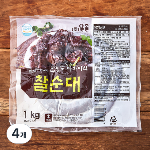 달솔 함경도 아바이식 찰순대, 1kg, 4개