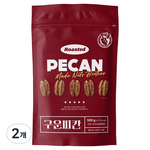 너츠브라더 구운 피칸, 500g, 2개