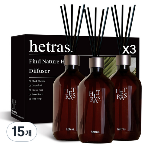 헤트라스 대용량 디퓨저, 플라워파크, 500ml, 15개