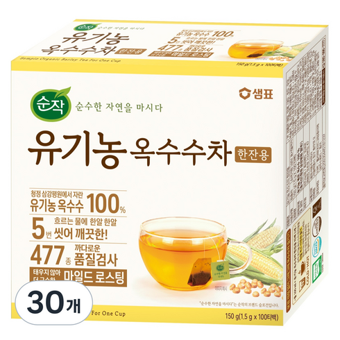순작 유기농 옥수수차 한잔용, 1.5g, 100개입, 30개