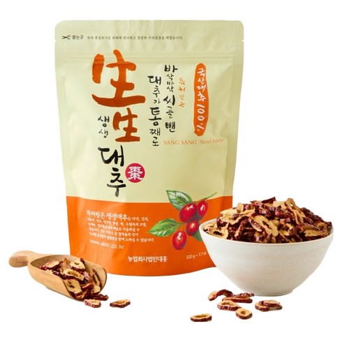 생생대추 국산 대추칩 슬라이스, 1개, 220g