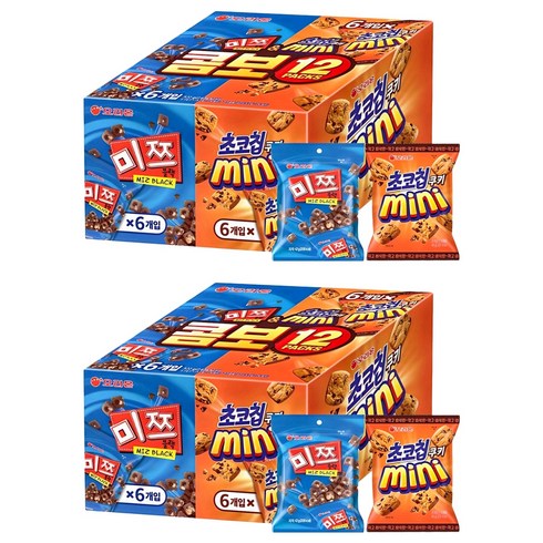 오리온 콤보 12 PACKS 과자세트, 미쯔 6p + 초코칩 쿠키 미니 6p, 2개