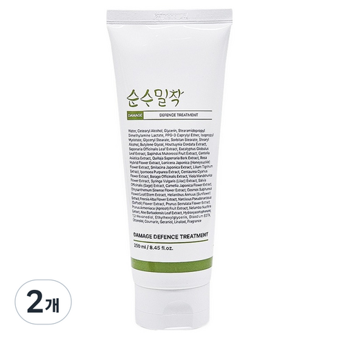 순수밀착 극손상 모발 디펜스 트리트먼트, 2개, 250ml