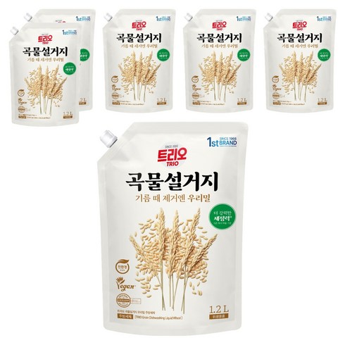 트리오 곡물설거지 우리밀 주방세제 리필, 1.2L, 6개
