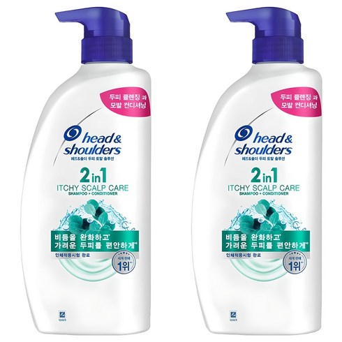 헤드앤숄더 두피 토탈 솔루션 2in1 가려운 두피케어 컨디셔너 겸용 샴푸, 800ml, 2개