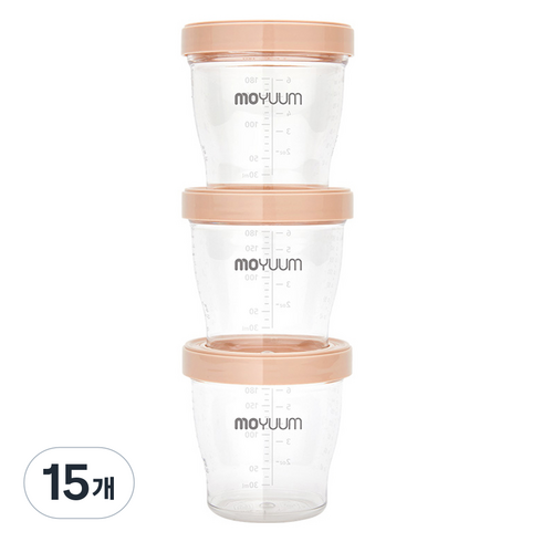 모윰 트라이탄 이유식 용기, 180ml, 테라코타, 15개