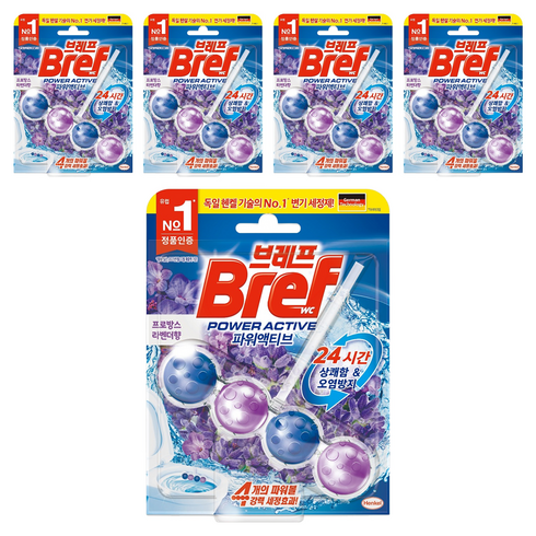 브레프 파워액티브 변기세정제 라벤더향, 50g, 5개