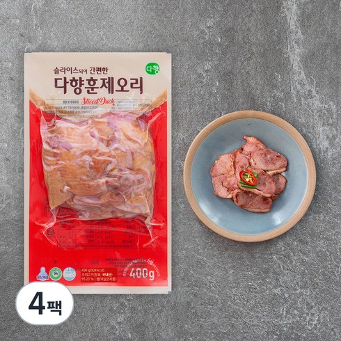 다향 훈제오리 슬라이스, 400g, 4팩