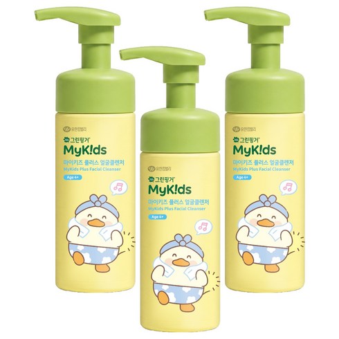 그린핑거 마이키즈 플러스 얼굴클렌저, 160ml, 3개