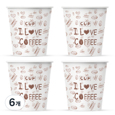 서연 커피 인쇄 종이컵 180ml, 1000개입, 6개