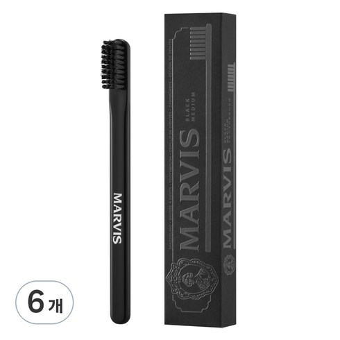 마비스 칫솔 블랙 미디움, 1개입, 6개
