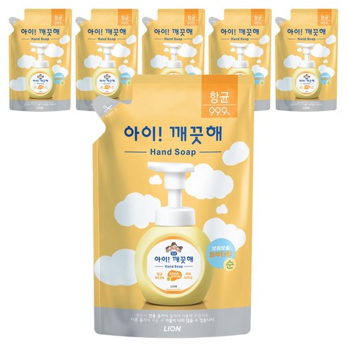 아이깨끗해 핸드워시 순 파우더향 리필용, 450ml, 6개