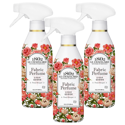 르샤트라1802 섬유탈취제 피오니부케 본품, 400ml, 3개