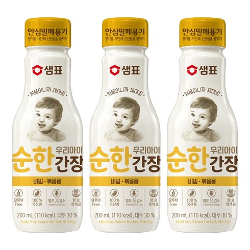 샘표 우리 아이 순한 간장 비빔 볶음용, 3개, 200ml