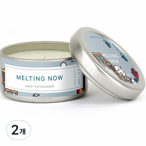 PRESH 소이 캔들 향초 스몰, MELTING NOW aqua sandalwood, 2개, 60g