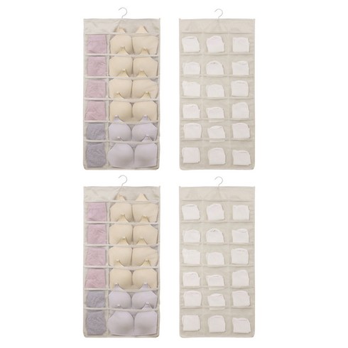 씨로이 옷걸이형 양면수납함 30칸 2p, 베이지, 2개