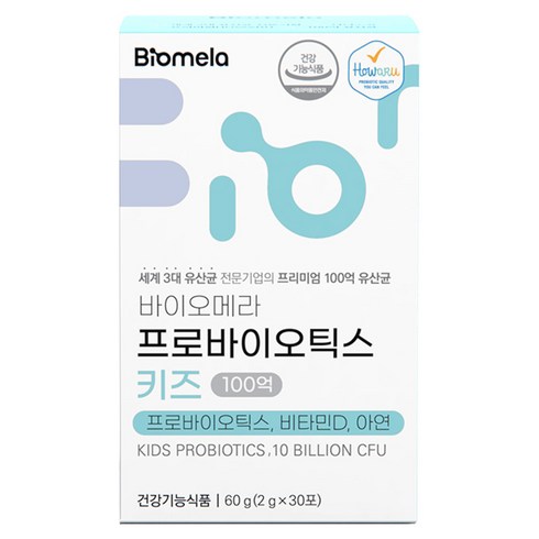 바이오메라 프로바이오틱스 키즈 하우아유 다니스코 100억 유산균 비타민D 아연, 30회분, 1개