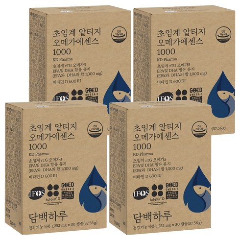 담백하루 정품 초임계 알티지 오메가에센스 1000, 30정, 4개